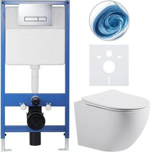 CERANO Kompletní WC set Profi/Cesso bílá matná WC tlačítko Slim/Chrom předstěnová instalace 49x36 CER-8050BD101 obraz
