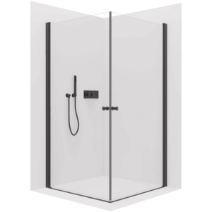 CERANO Sprchový kout Antelo Duo L/P 6 mm černá matná, transparentní sklo 110x110x190 otočný CER-482329 obraz
