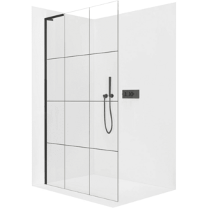 CERANO Sprchová zástěna Walk-in Onyx L-levá vzpěra 8 mm černá matná, industriální sklo 160x200 CER-8050BD1328 obraz