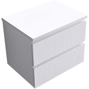 CERANO Koupelnová skříňka Carole bílá matná rýhovaná + deska pod umyvadlo Navira Pro 36 mm 60x51, 6x46 CER-264323 obraz