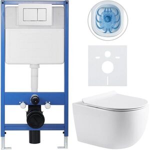 CERANO Kompletní WC set Profi/Felci bílá lesklá WC tlačítko Classic/Bílá předstěnová instalace 52, 5x36 CER-8050BD64 obraz