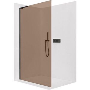 CERANO Sprchová zástěna Walk-in Onyx L-levá vzpěra 8 mm černá matná, bronzové sklo 120x200 CER-687976 obraz