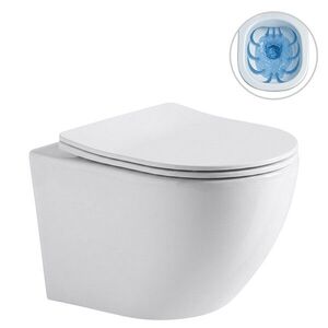 CERANO WC závěsné Cesso, Rimless bezokrajové splachování + Slim/SoftClose sedátko bílá lesklá 49x36 CER-417341 obraz