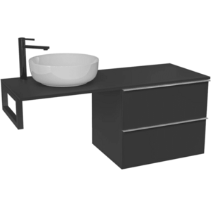 CERANO Koupelnová skříňka Velora černá matná, úchytka chrom + deska pod umyvadlo Navira Slim 18 mm + konzole černá 120x54, 8x46, 5 CER-668018 obraz