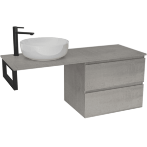 CERANO Koupelnová skříňka Carole betonově šedá + deska pod umyvadlo Navira Slim 18 mm + konzole černá 120x49, 8x46 CER-606096 obraz