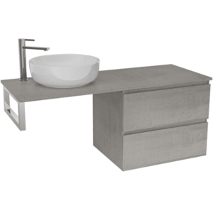 CERANO Koupelnová skříňka Carole betonově šedá + deska pod umyvadlo Navira Slim 18 mm + konzole chrom 120x49, 8x46 CER-606099 obraz
