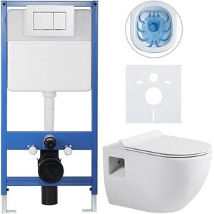 CERANO Kompletní WC set Profi/Dure bílá lesklá WC tlačítko Classic/Bílá předstěnová instalace 51x35 CER-665860 obraz