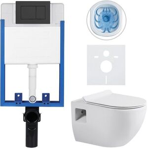 CERANO Kompletní WC set Profi/Dure bílá lesklá WC tlačítko Classic/Černá matná pro zazdění 51x35 CER-665863 obraz
