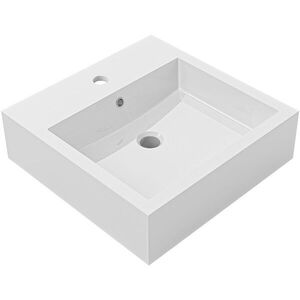CERANO Umyvadlo z litého mramoru Esme s přepadem bílá lesklá 45x45 CER-679471 obraz