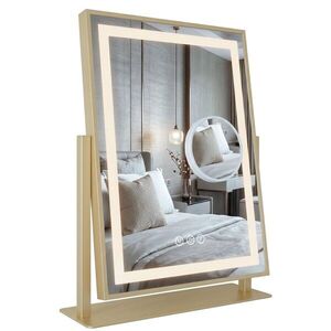 REA Zrcadlo LED LUMI L.Gold 30x40cm HOM-01802 obraz