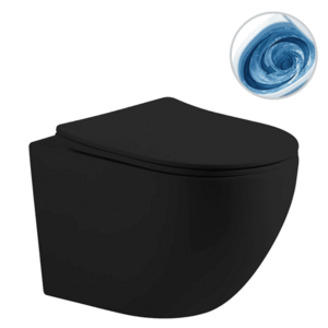CERANO WC závěsné Cesso, Vortex vírové splachování + Slim/SoftClose sedátko černá matná 49x36 CER-476684 obraz