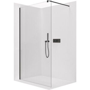 CERANO Sprchová zástěna Walk-in Onyx Round L/P 6 mm černá matná, transparentní sklo 110x190 CER-670876 obraz