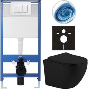 CERANO Kompletní WC set Profi/Cesso černá matná WC tlačítko Classic/Bílá předstěnová instalace 49x36 CER-8050BD103 obraz