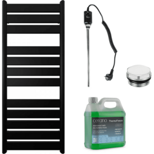 CERANO Koupelnový elektrický radiátorový set Arturo 600W černá matná 1200x500 mm CER-680546 obraz