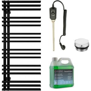 CERANO Koupelnový elektrický radiátorový set Burke L/P 600W černá matná 1200x500 mm CER-680548 obraz