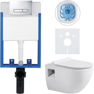 CERANO Kompletní WC set Profi/Dure bílá lesklá WC tlačítko Slim/Chrom pro zazdění 51x35 CER-665887 obraz