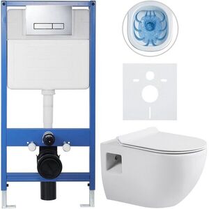 CERANO Kompletní WC set Profi/Dure bílá lesklá WC tlačítko Slim/Chrom předstěnová instalace 51x35 CER-665890 obraz