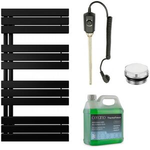 CERANO Koupelnový elektrický radiátorový set Theo L/P 600W černá matná 1200x500 mm CER-680552 obraz