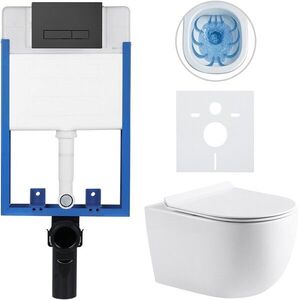 CERANO Kompletní WC set Profi/Felci bílá lesklá WC tlačítko Slim/Černá matná pro zazdění 52, 5x36 CER-8050BD57 obraz