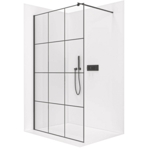 CERANO Sprchová zástěna Walk-in Onyx Round L/P 8 mm kulatá vzpěra černá matná, industriální sklo 110x200 CER-482869 obraz