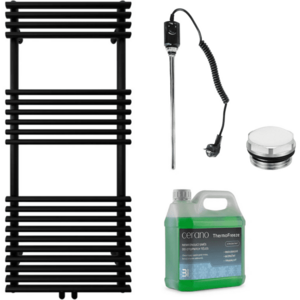 CERANO Koupelnový elektrický radiátorový set Luigi 600W černá matná 1200x500 mm CER-680557 obraz