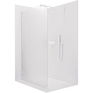 CERANO Sprchová zástěna Walk-in Orbis Round Levá 8 mm kulatá vzpěra bílá matná, mléčné sklo 160x200 CER-682456 obraz