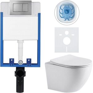 CERANO Kompletní WC set Profi/Cesso bílá lesklá WC tlačítko Classic/Tmavě šedá pro zazdění 49x36 CER-051749 obraz