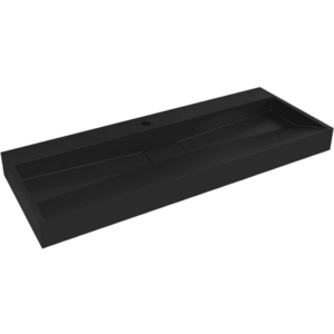CERANO Umyvadlo z litého mramoru Vita nástěnné i na desku otvor pro baterii černá matná 100x46 CER-479884 obraz
