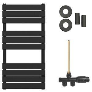 CERANO Koupelnový radiátorový set Claude ústřední vytápění boční jednobodové připojení 480W černá matná 1000x500 mm CER-054153 obraz