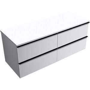 CERANO Koupelnová skříňka Velora bílá matná, úchytka černá + deska pod umyvadlo Navira Slim 18 mm 160x54, 8x46, 5 CER-665176 obraz