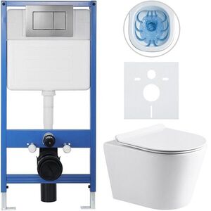 CERANO Kompletní WC set Profi/Carlito bílá lesklá WC tlačítko Classic/Tmavě šedá předstěnová instalace 48, 5x36, 5 CER-301523 obraz