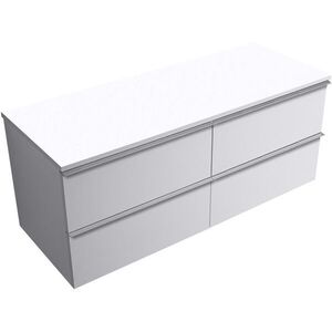 CERANO Koupelnová skříňka Velora bílá matná, úchytka chrom + deska pod umyvadlo Navira Slim 18 mm 140x54, 8x46, 5 CER-665179 obraz