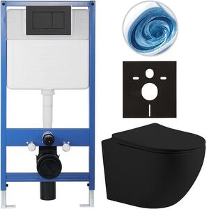 CERANO Kompletní WC set Profi/Cesso černá matná WC tlačítko Classic/Černá matná předstěnová instalace 49x36 CER-8050BD105 obraz