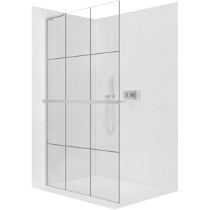 CERANO Sprchová zástěna Walk-in Onyx L-levá vzpěra 8 mm + polička/držák na ručníky chrom, industriální sklo 160x200 CER-8050BD1367 obraz