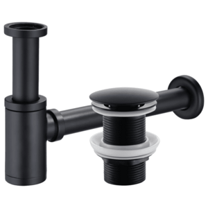 CERANO Sifon umyvadlový mosaz DN32 mm s výpustí click-clack, bez přepadu černá matná CER-428428 obraz