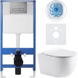 CERANO Kompletní WC set Profi/Felci bílá lesklá WC tlačítko Slim/Tmavě šedá předstěnová instalace 52, 5x36 CER-483423 obraz