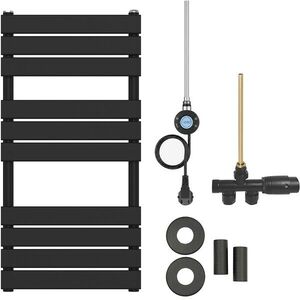 CERANO Koupelnový radiátorový set Claude kombinované vytápění, wifi tyč boční jednobodové připojení 300W černá matná 1000x500 mm CER-071777 obraz
