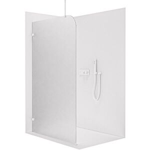 CERANO Sprchová zástěna Walk-in Orbis Top Round Levá 8 mm kulatá vzpěra bílá matná, mléčné sklo 110x200 CER-682549 obraz