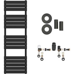 CERANO Koupelnový radiátorový set Claude ústřední vytápění boční připojení 767W černá matná 1600x500 mm CER-663316 obraz