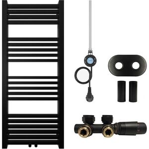 CERANO Koupelnový radiátorový set Franko kombinované vytápění, wifi tyč středové připojení 50 mm 300W černá matná 1200x500 mm CER-663343 obraz