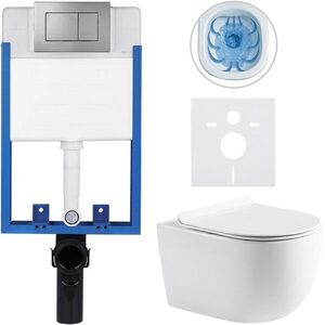 CERANO Kompletní WC set Profi/Felci bílá lesklá WC tlačítko Classic/Tmavě šedá pro zazdění 52, 5x36 CER-080359 obraz