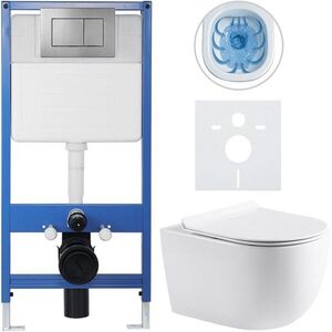 CERANO Kompletní WC set Profi/Felci bílá lesklá WC tlačítko Classic/Tmavě šedá předstěnová instalace 52, 5x36 CER-331320 obraz
