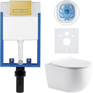 CERANO Kompletní WC set Profi/Felci bílá lesklá WC tlačítko Slim/Zlatá pro zazdění 52, 5x36 CER-333328 obraz