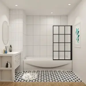 H K Vanová zástěna V1 BLACK GRID 80 × 140 – otočná, černý rám, L/P varianta V1BG-80 obraz