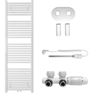 CERANO Koupelnový radiátorový set Lincoln kombinované vytápění, termo tyč středové připojení 50 mm 300W bílá lesklá 1600x500 mm CER-663376 obraz