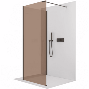 CERANO Sprchová zástěna Walk-in Onyx Corner Cube L/P 8 mm hranatá vzpěra černá matná, bronzové sklo 140x90x200 CER-688231 obraz