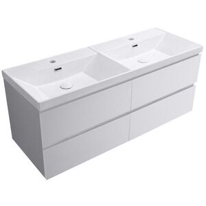 CERANO Koupelnová skříňka Carole bílá matná + keramické dvojumyvadlo Viano bílá lesklá 121, 5x53x46, 4 CER-091546 obraz