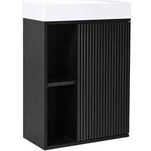 CERANO Umyvadlová skříňka pro WC Sofia černá matná + umyvadlo z lit. mramoru Sofia bílá matná 50x70x25 CER-092944 obraz