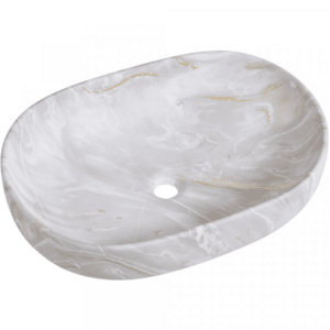CERANO Umyvadlo keramické Deno na desku mramor se zlatým dekorem 59x41 CER-432956 obraz