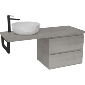 CERANO Koupelnová skříňka Carole betonově šedá + deska pod umyvadlo Navira Pro 36 mm + konzole černá 120x51, 6x46 CER-606168 obraz
